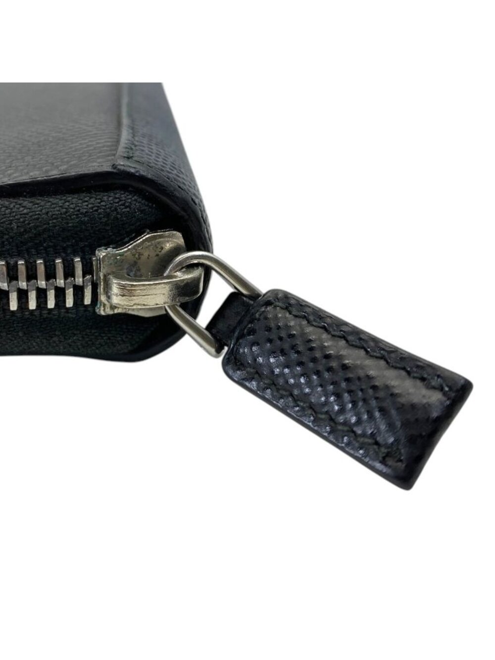 Prada Wallet Zip Around Logo Saffiano Leather Black Business Daily Capacity - Picture 5 of 10